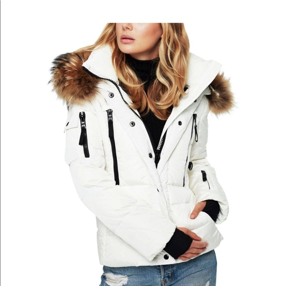 White Sam Puffer Coat With Real Fur 